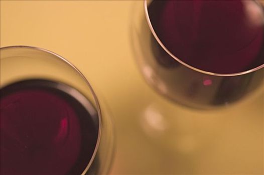 两个,玻璃,红色,葡萄酒