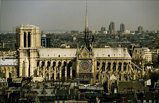法国,巴黎,圣母大教堂,全视图