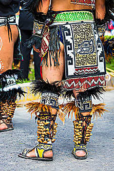 腿,地方特色,部族,舞者,传统服装,圣麦克,天使长,节日,游行,圣米格尔,墨西哥