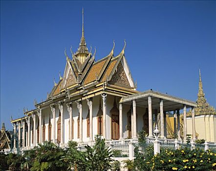 皇宫,银,塔,翡翠佛,金边,柬埔寨