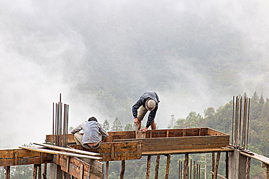 建筑工人,建筑,木料,百叶窗