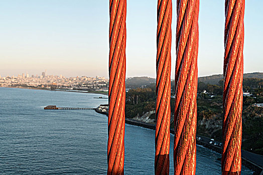 旧金山,加利福尼亚,金门大桥,钢铁,线缆