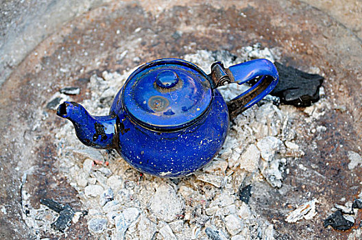 毛里塔尼亚,蓝色,茶壶,炉子