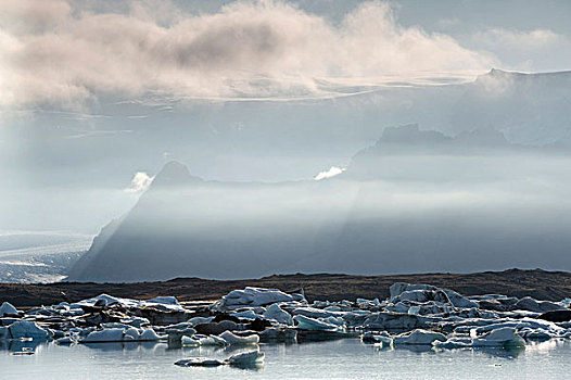 冰山,漂浮,冰河,泻湖,冰岛南部,欧洲