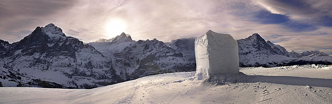 冬天,雪,山,靠近,格林德威尔,第一,阿尔卑斯山,瑞士,欧洲