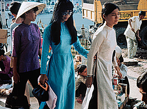 越南人,女孩,购物,西贡,越南
