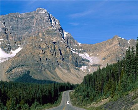 冰原大道,景色,公路,道路,山峦,落基山脉,艾伯塔省,加拿大