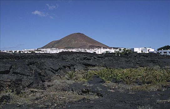 特色,白房子,火山岩,兰索罗特岛,加纳利群岛,西班牙