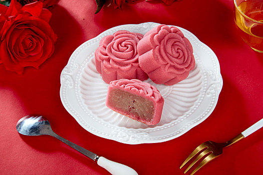 玫瑰花水果月饼