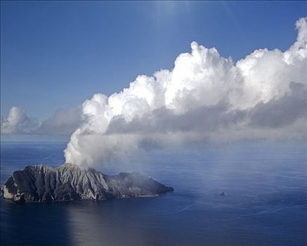 白色,岛屿,火山爆发,湾,许多,北岛,新西兰