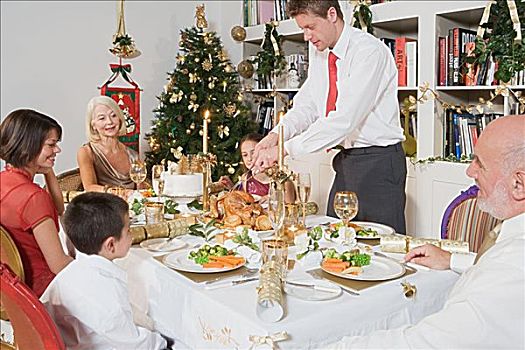 家庭,餐桌,圣诞节