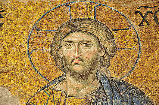 镶嵌图案,耶稣,世界,12世纪,南,画廊,圣索菲亚教堂,伊斯坦布尔,土耳其,欧洲
