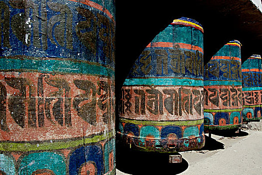 祈祷,轮子,佛教,寺院,昆布,萨加玛塔国家公园,尼泊尔,亚洲