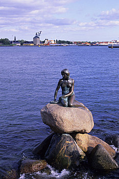 丹麦,哥本哈根,雕塑,小美人鱼