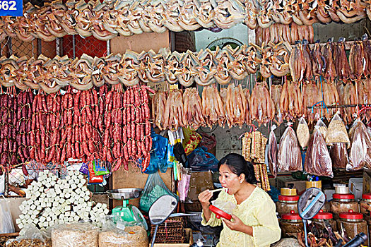 柬埔寨,收获,老,市场,货摊