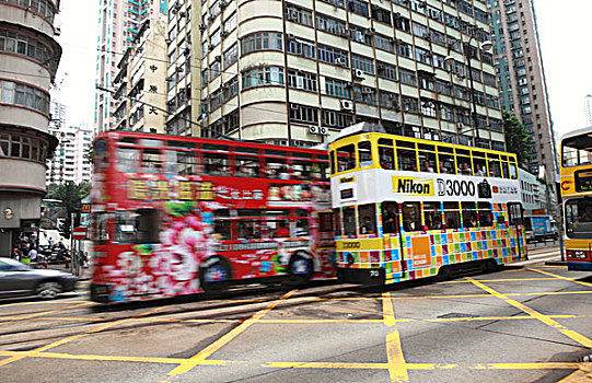城市,有轨电车,北方,指示,香港