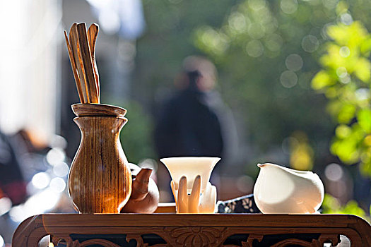 中国茶,木桌子