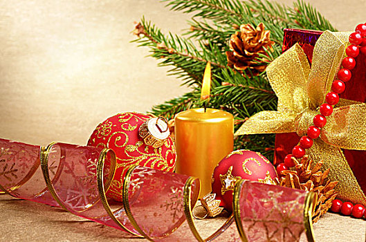 圣诞装饰,礼盒,上方,金色,背景