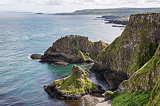 玄武岩,悬崖,堤道,海岸,安特里姆郡,北爱尔兰,英国,欧洲