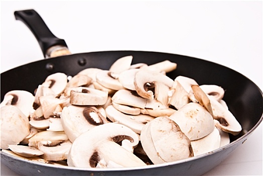 蘑菇,切削,煎锅