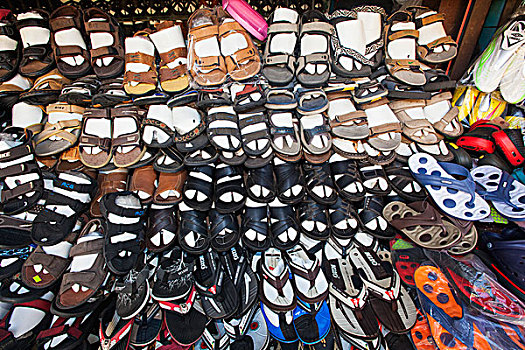柬埔寨,收获,老,市场,展示,鞋