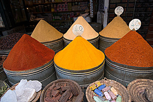 调味品,出售,市场货摊,麦地那,马拉喀什,摩洛哥