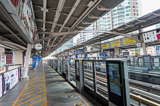 高架列车,车站,曼谷,公交,站台,泰国,亚洲