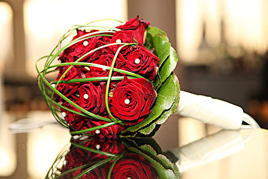 新娘手花,红玫瑰,装饰,珠子