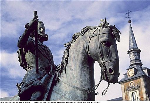 雕塑,纪念建筑,国王,菲利普三世,马约尔广场,马德里,西班牙,欧洲