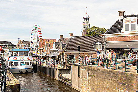 游船,老,锁,弗里斯兰省,北方,荷兰