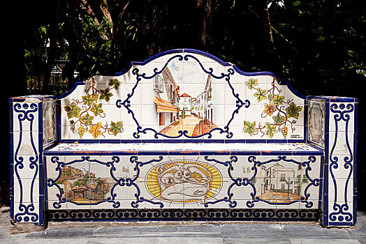 装饰,砖瓦,公园,马贝拉,哥斯达黎加,安达卢西亚,西班牙,欧洲