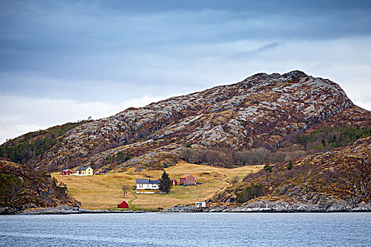 传统,小,挪威,海滨城镇,木屋