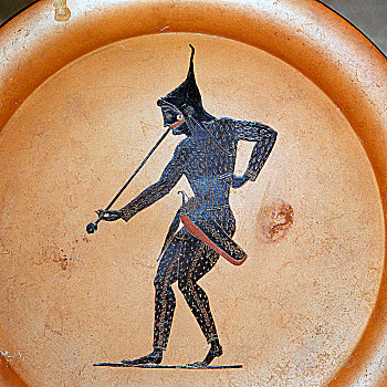 希腊人,绘画,弓箭手,吹,喇叭,公元前6世纪,艺术家,未知