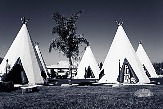 圆锥形帐篷,土地,棚屋帐篷,汽车旅馆,66号公路,加利福尼亚,美国