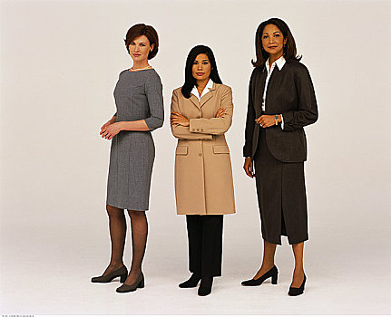 肖像,三个,职业女性