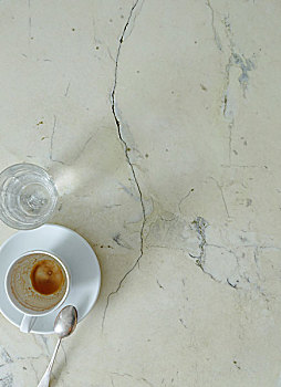 空,咖啡杯,玻璃杯,大理石,桌子