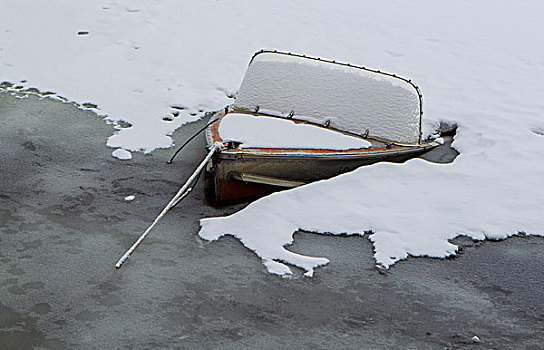 船,结冰,图像,老,冰,湖,爱达荷,冬天