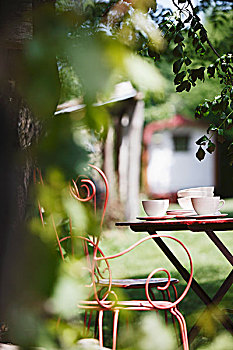 华丽,金属,椅子,花园桌,下午茶