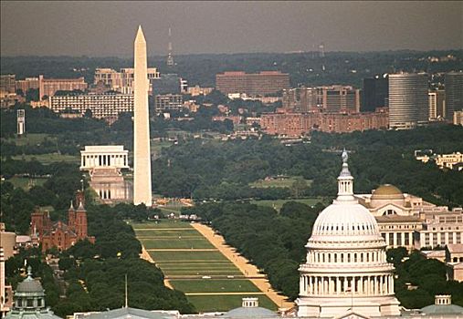 航拍,政府建筑,国会大厦建筑,华盛顿纪念碑,华盛顿特区,美国