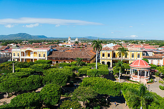 风景,大教堂,亚松森,房子,公园,中心,老城,格拉纳达,尼加拉瓜,中美洲