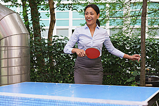 自信,职业女性,玩,乒乓球,创意,办公室