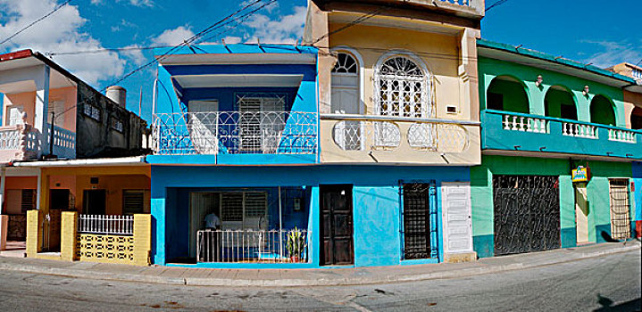 加勒比,古巴,圣斯皮里图斯,特立尼达,涂绘,房子