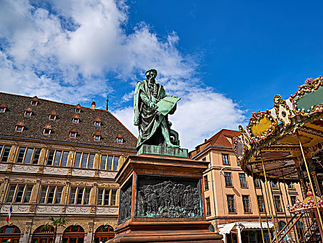 地点,古登堡,斯特拉斯堡,阿尔萨斯,法国,雕塑