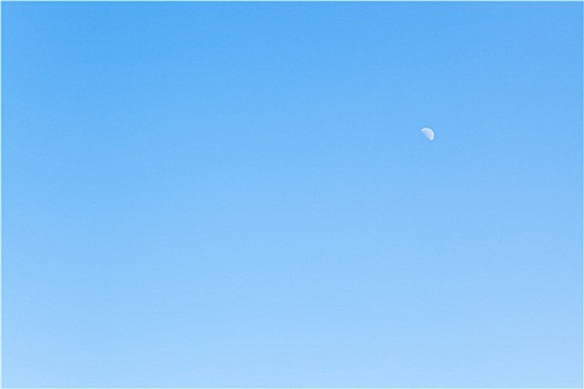 一半,月亮,清晰,蓝天