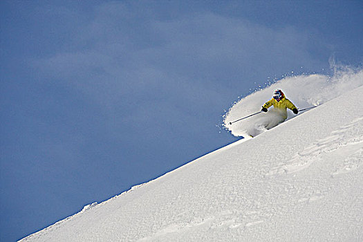 人,滑雪,清新,粉末,惠斯勒山,不列颠哥伦比亚省,加拿大
