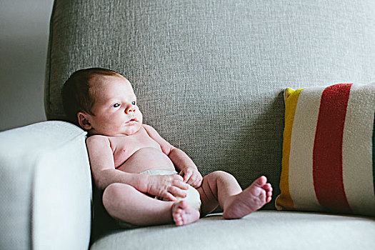 婴儿,尿布,坐,沙发,美国