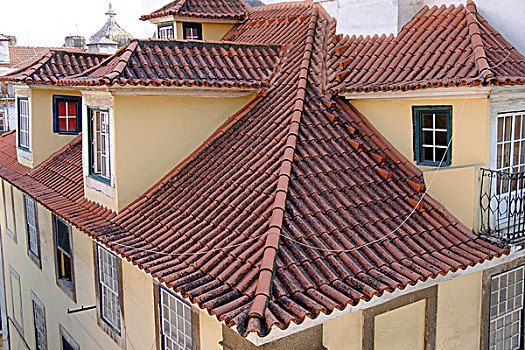 葡萄牙,里斯本,赤陶,砖瓦,屋顶,阿尔法马区,地区