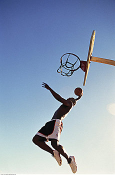 男人,跳跃,空中,篮球,户外