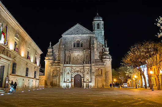 小教堂,萨尔瓦多,夜晚,乌贝达,西班牙