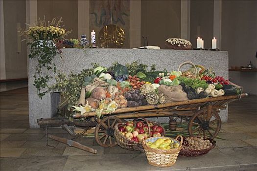 手推车,果蔬,感恩节,圣坛